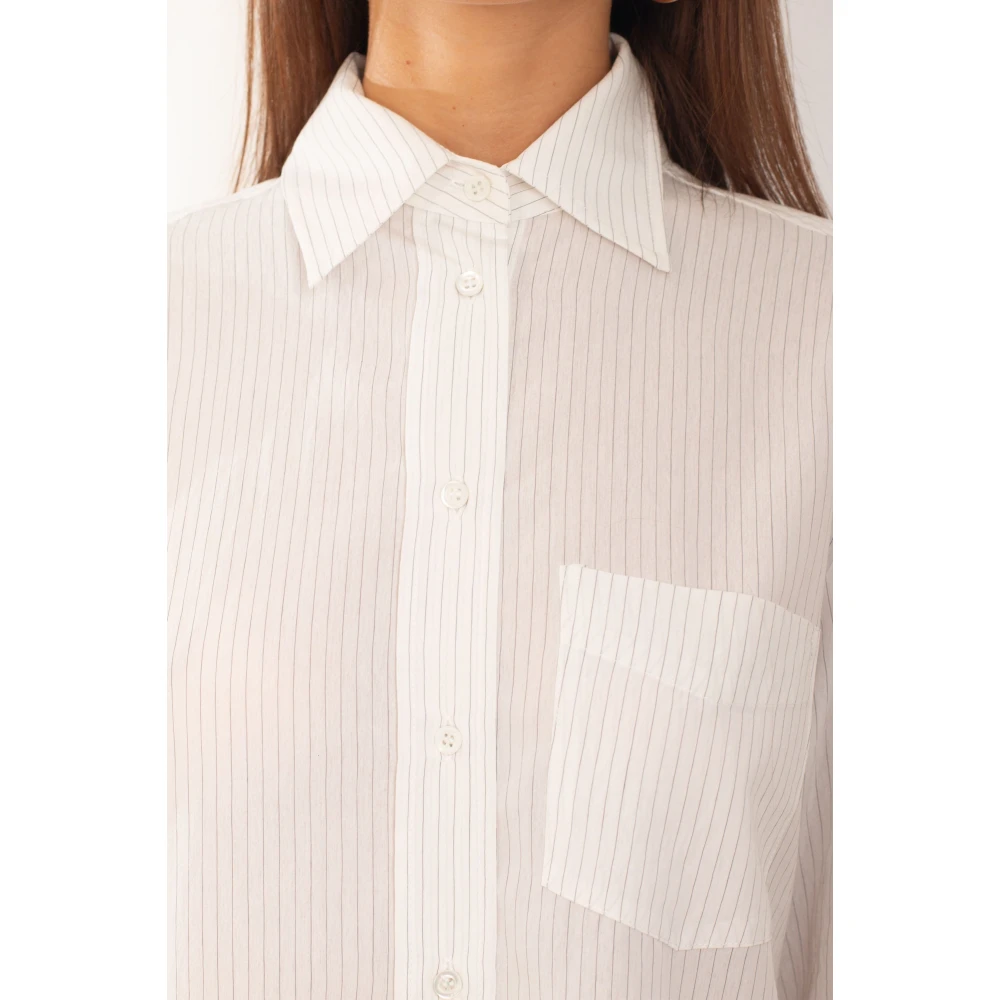 pinko Gestreept Zakoverhemd in Corea Stijl White Dames
