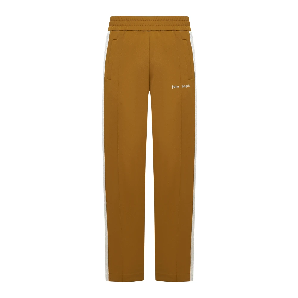 Palm Angels Gouden Bruine Track Pants met Strepen Brown Heren