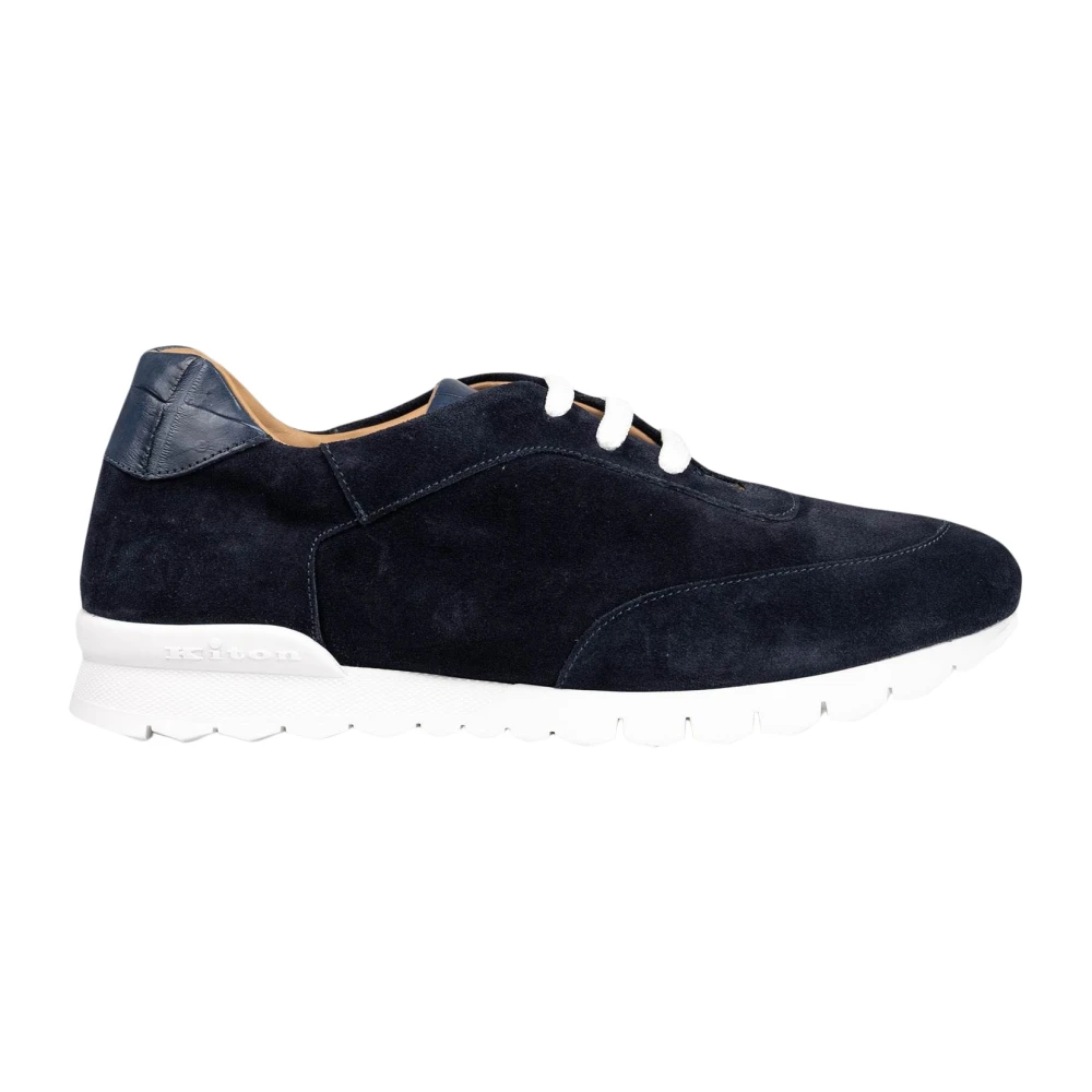 Kiton Leather Suede Crocodile Sneakers Heren Schoenen Blauw