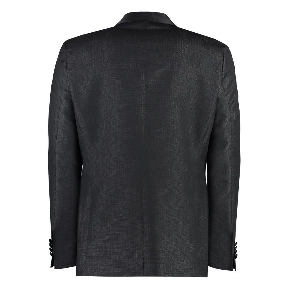 Hugo Boss Zijden Revers Enkellange Jas Black Heren