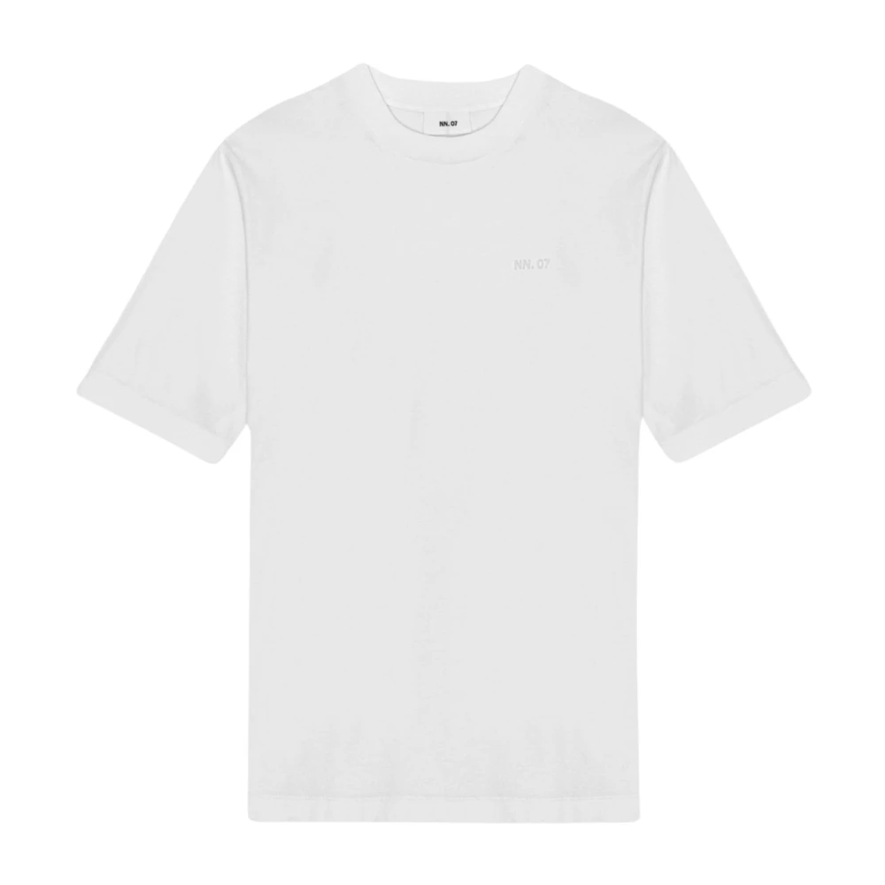 Nn07 Relaxed Fit Wit Katoenen T-shirt met reliëflogo White Heren