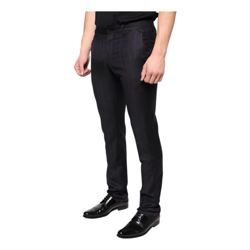 Dolce & Gabbana Zwarte Wol Skinny Jurk Broek Logo Black Heren