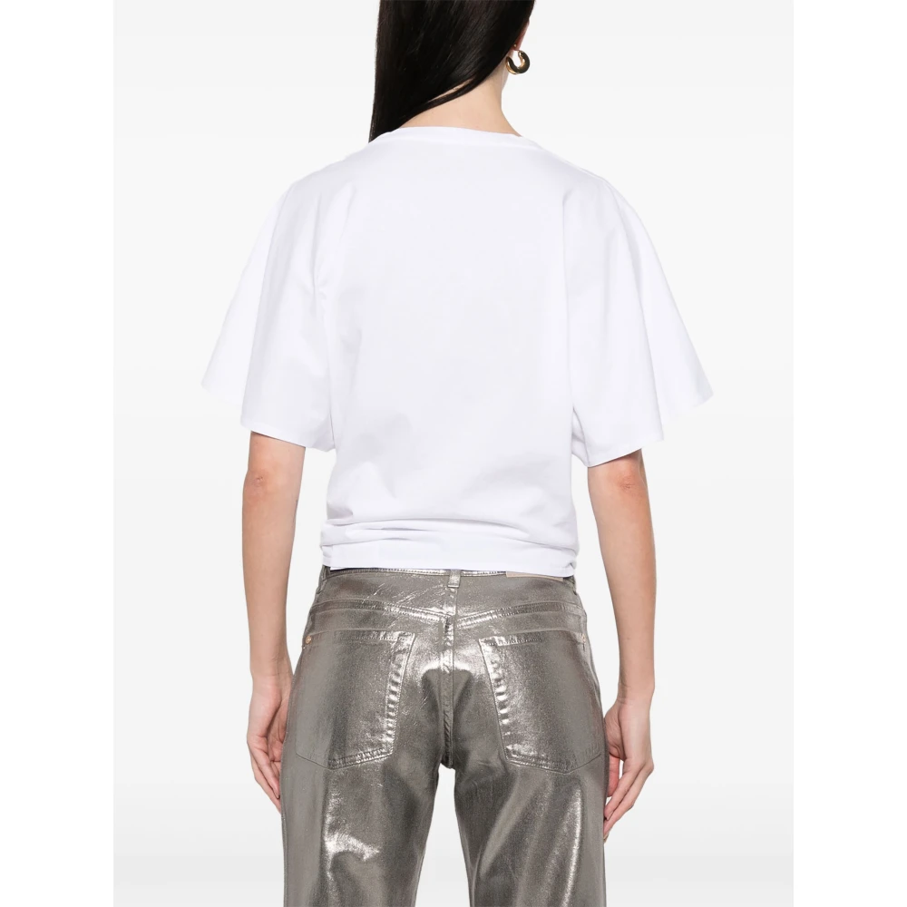 Stella Mccartney Witte Crew Neck T-shirt met Strik White Dames