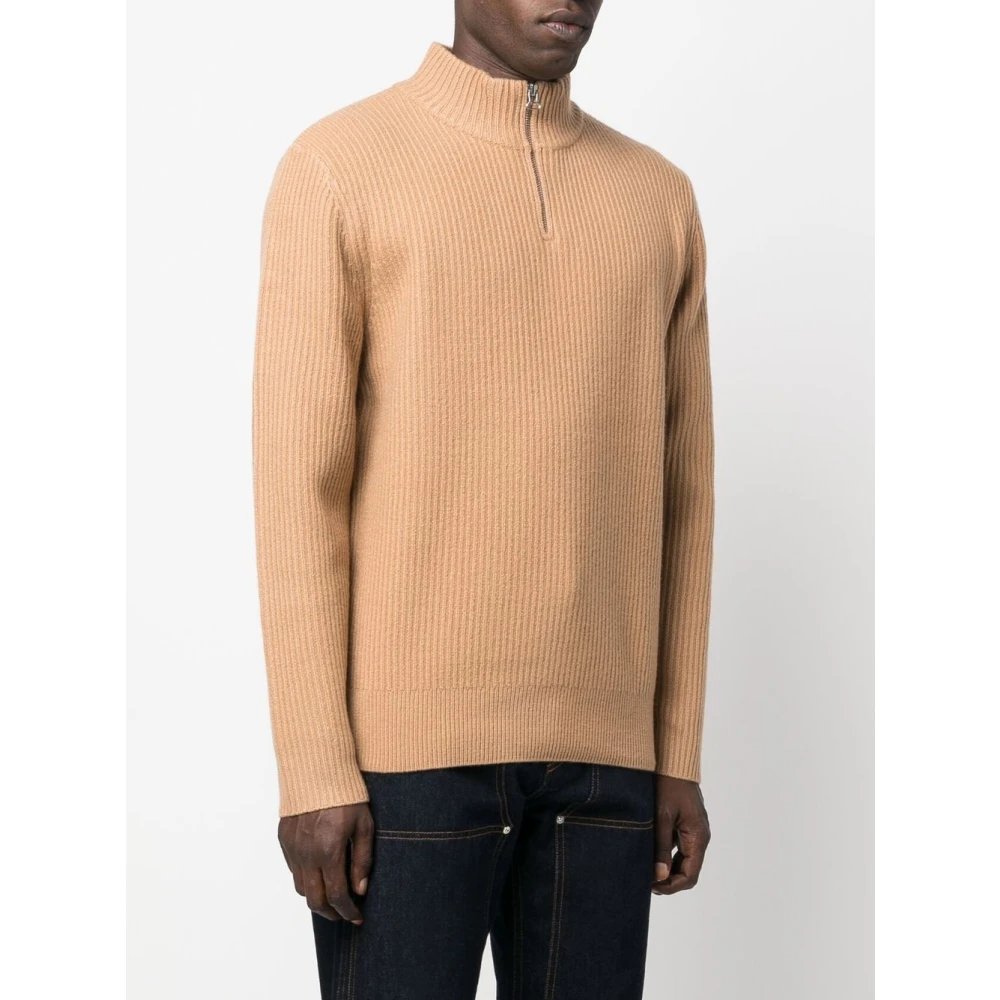 A.p.c. Merino Wol Half-Zip Gebreide Kleding Beige Heren