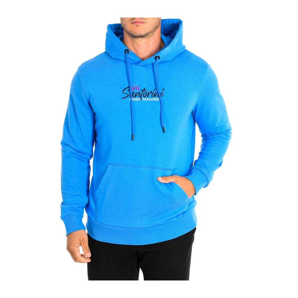 La Martina Men's Blue Hooded Sweatshirt With Embroidered Logo