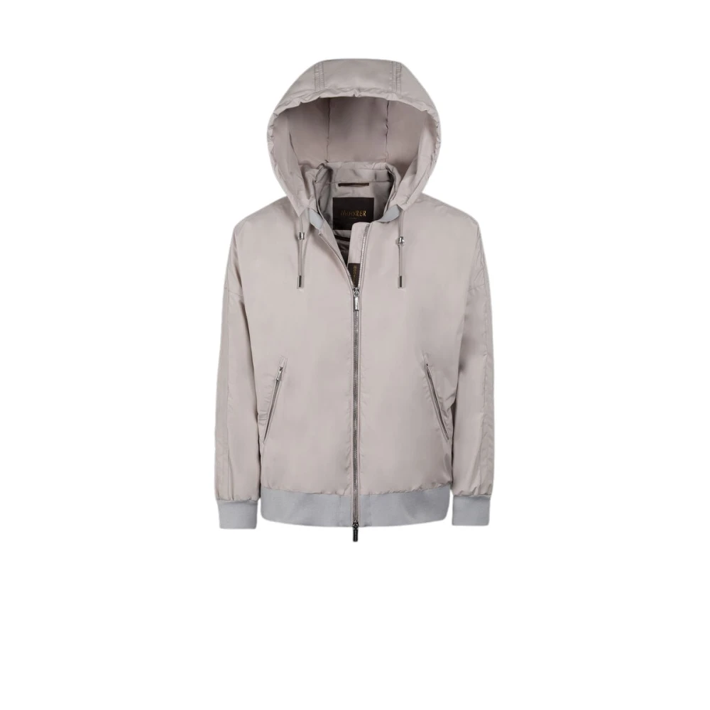 Moorer Women's Beige Light Jackets, 2XS, Hooded Zip-Front Jacket