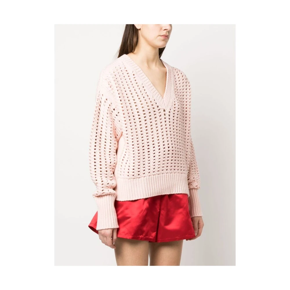 Sa Su Phi Rose Pink Cashmere V-Hals Trui Pink Dames