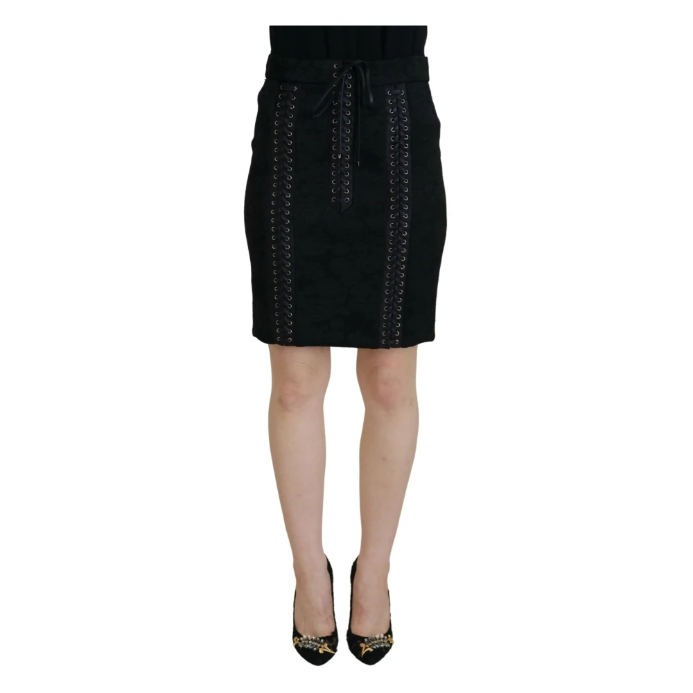 Dolce & Gabbana Donna Nero Elegante Gonna Nera Vita Alta In Seta