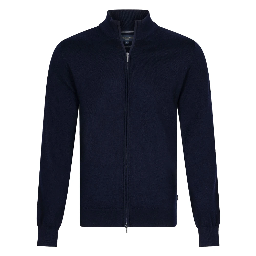Cavallaro Volledige ritssluiting cardigan vest in donkerblauw Blue Heren
