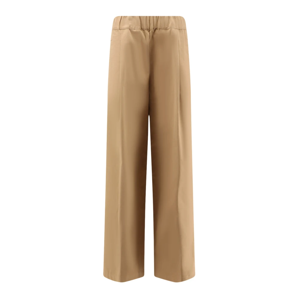 Semicouture Beige Casual Trouser - Female - Wide Trousers - Xl - Trousers