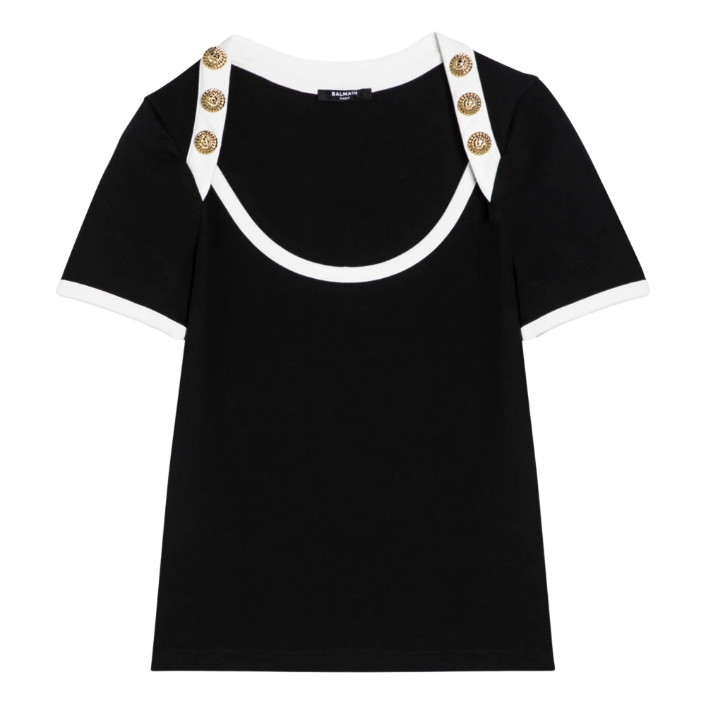 Balmain Korte mouwen ronde hals T-shirt Black Dames