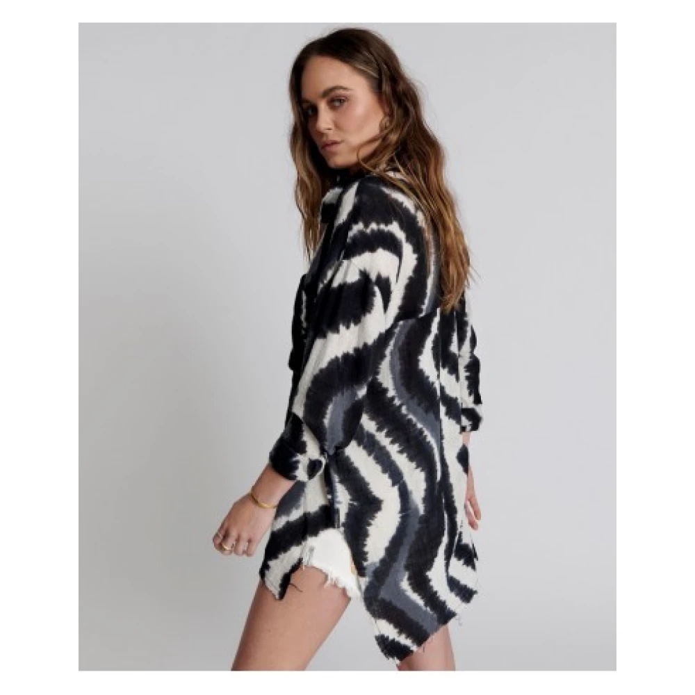 One Teaspoon Handgeschilderd Eclipse Longline Shirt Black Dames
