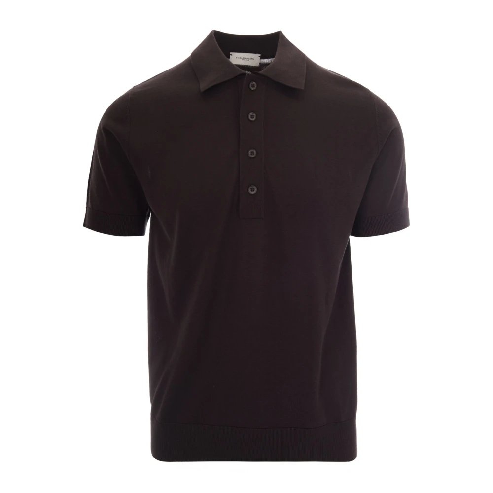 Paolo Pecora Men's Brown Maglia A Polo - Polo Shirts - 2XL - Tops