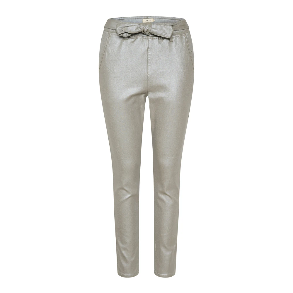 Cream Baggy Pant Silver Grey Coating Gray Dames