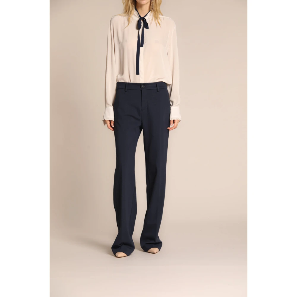 Mason's Navy Blue Straight Chino Broek Blue Dames
