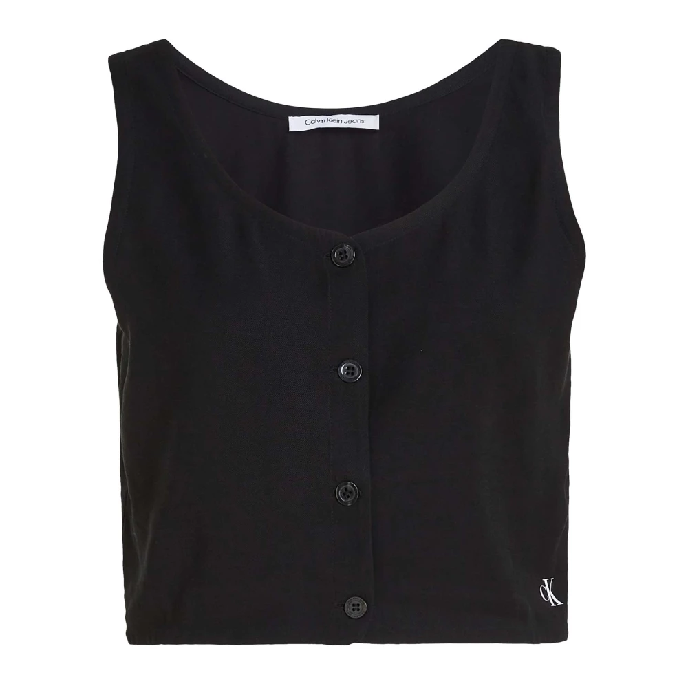 Calvin Klein Jeans Mouwloze Button-Down Overhemden Black Dames