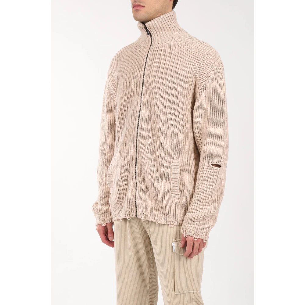 A Paper Kid Cardigan met rits in katoen Beige Heren