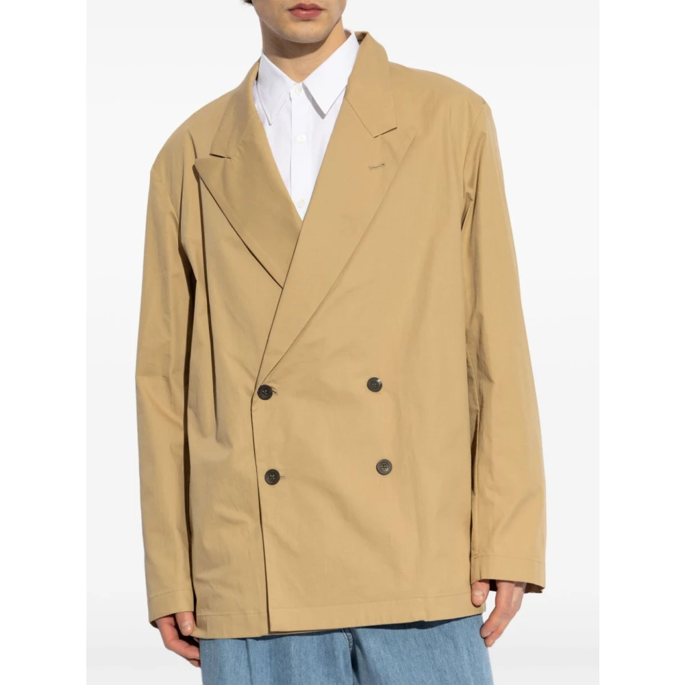 Dries Van Noten Beige Dubbelborst Katoenen Jas Beige Heren