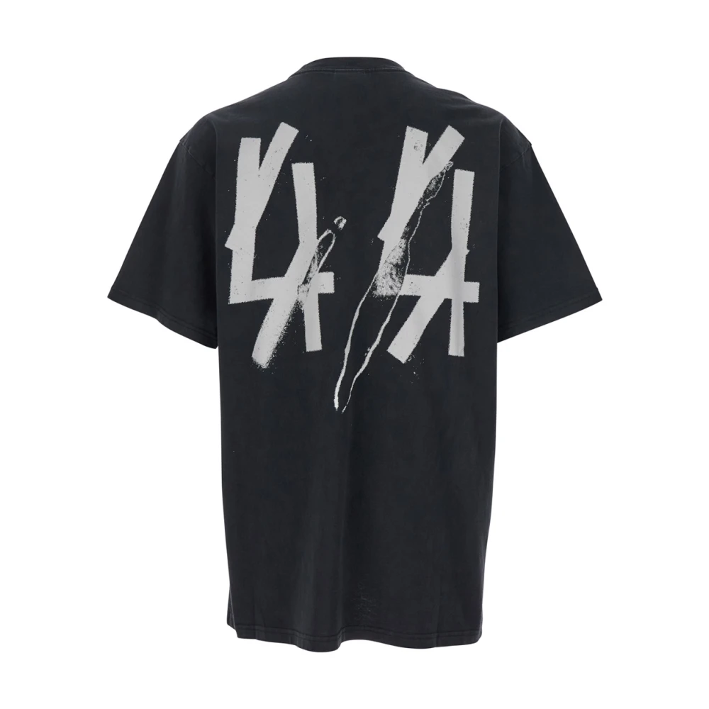 44 Label Group Zwart Logo Print Crewneck T-Shirt Black Heren