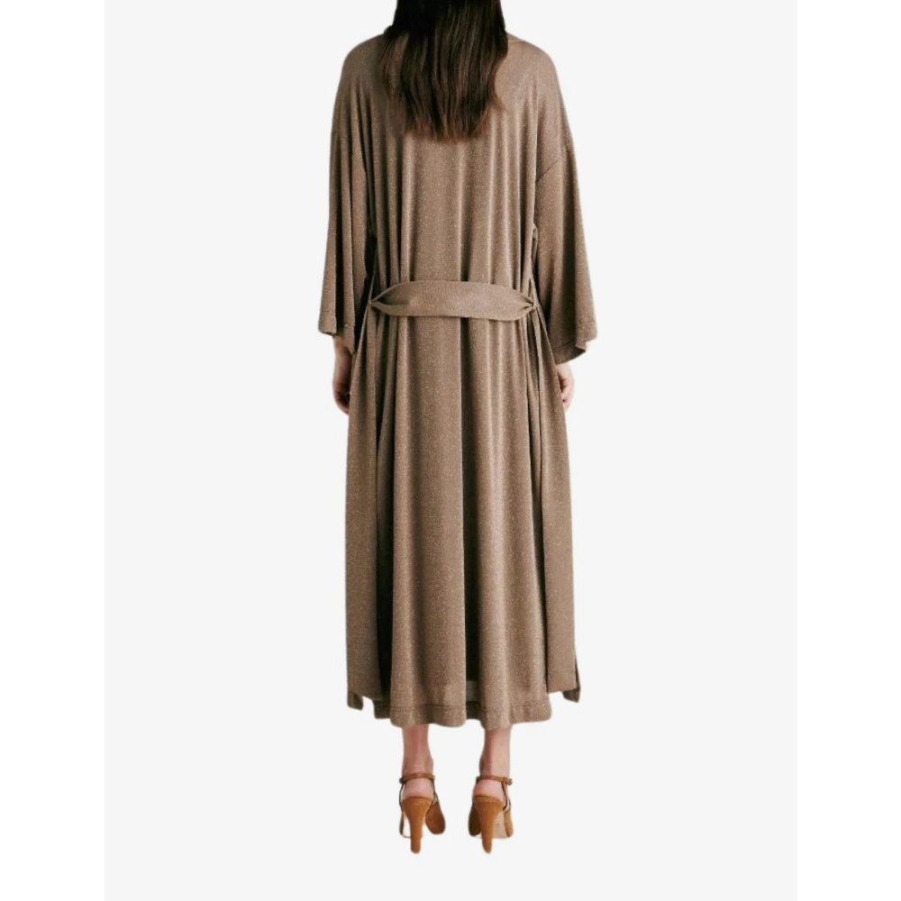 Momoni Lurex Jersey Duster Coat Brown Dames