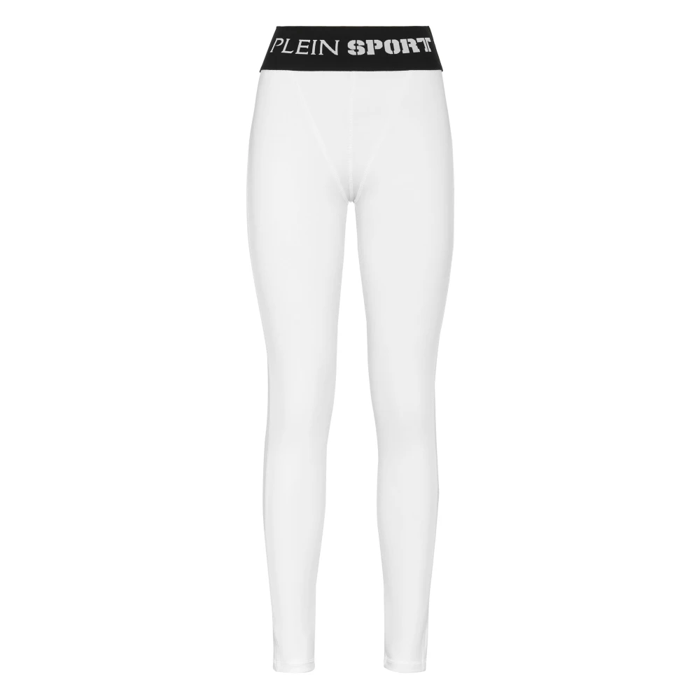 Plein Sport Women's White Training Trousers & Tights, M, Jogging Push Up Leggings Basic