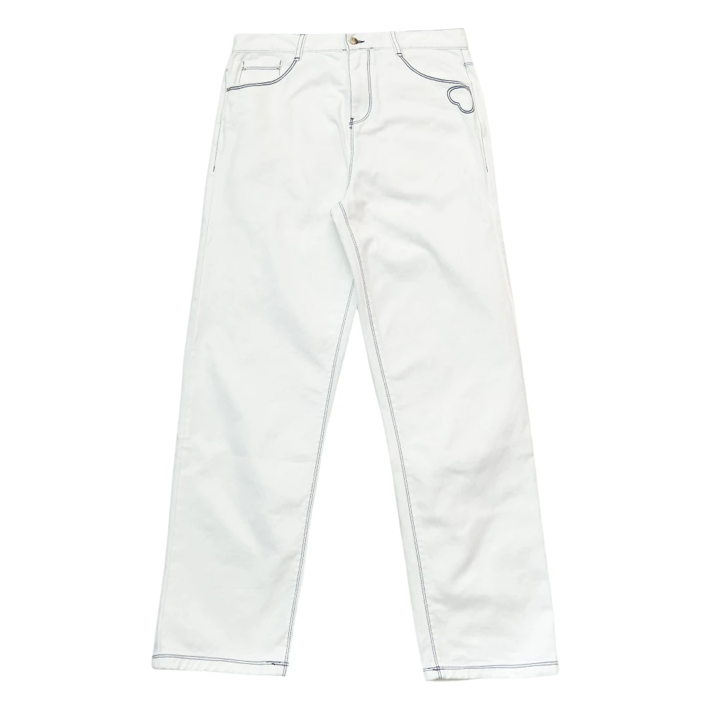 Arte Antwerp Hart Detail Witte Straight Leg Jeans White Heren