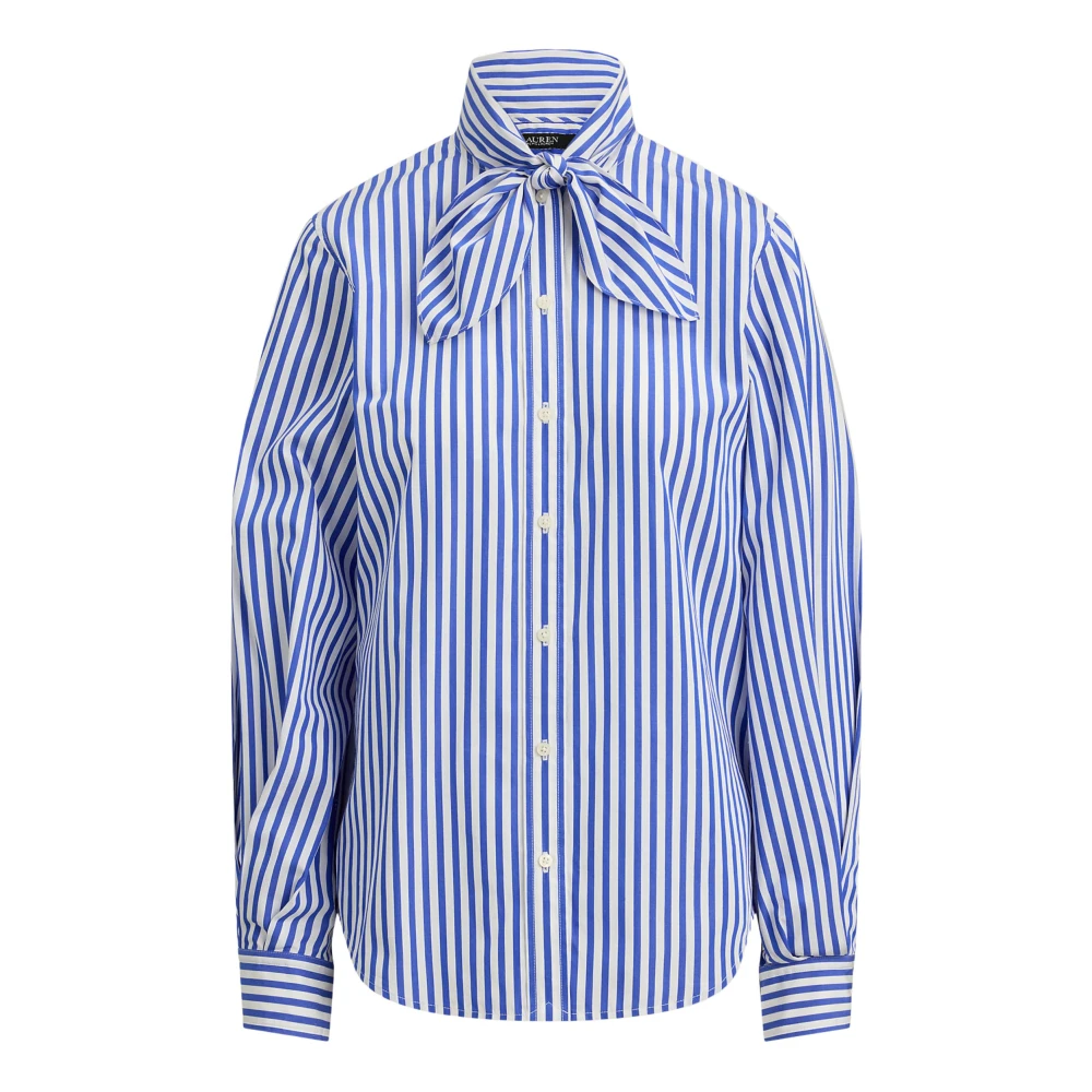 Ralph Lauren Blue Striped Tie-Neck Shirt - Female - Shirts - 3XS - Blouses & Shirts