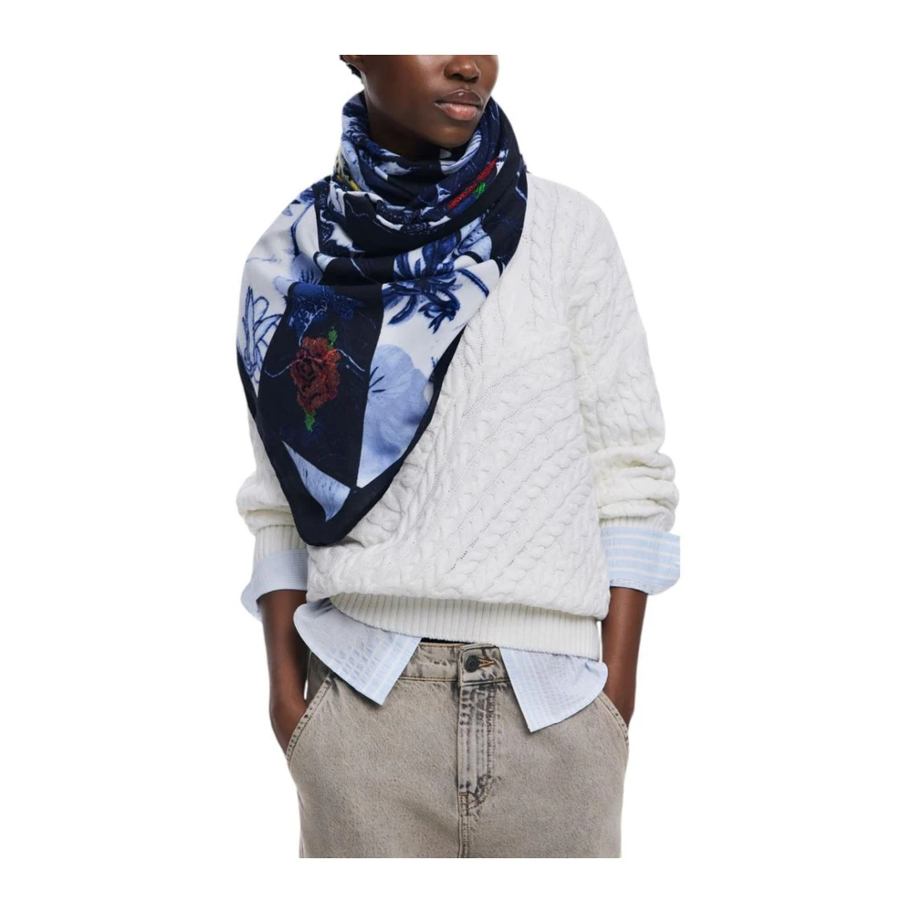 Desigual Blauwe Dames Polyester Sjaal Elegant Ontwerp Blue Dames