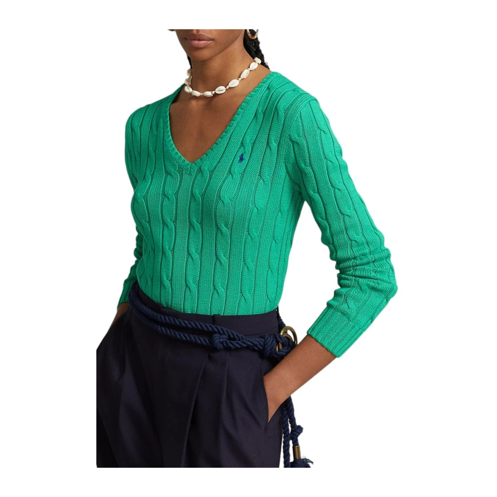 Polo Ralph Lauren Preppy Green Lange Mouw Pullover Green Dames