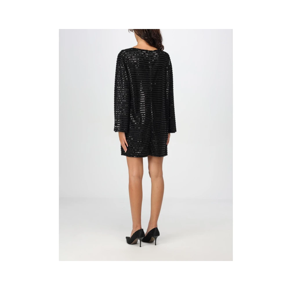 Emporio Armani Gestreepte pailletten tule tuniekjurk Moon Black Dames