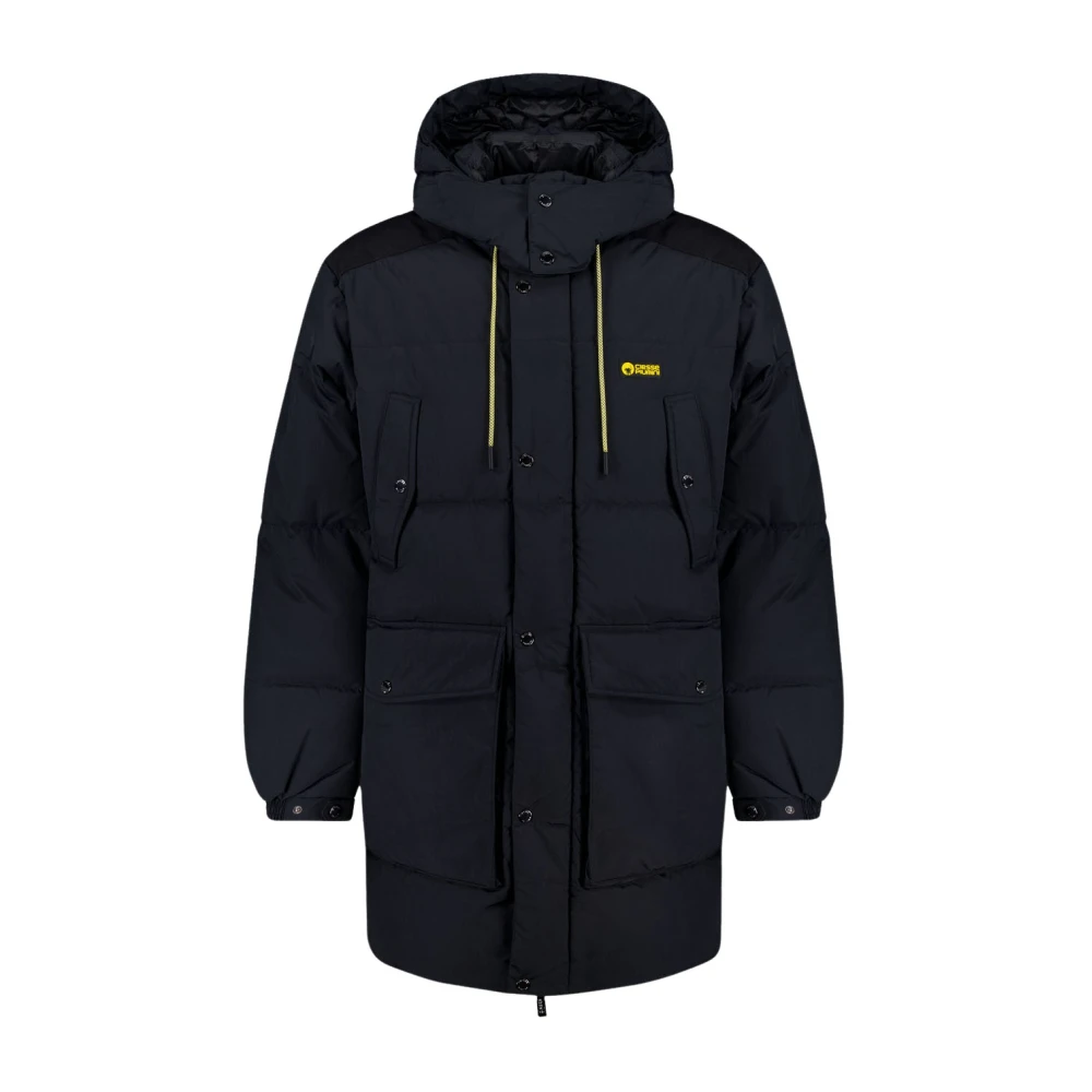 Ciesse Piumini Canada Lang Unisex Donsjas Zwart 4 Zakken MET Afneembare Capuchon 100% Black Heren