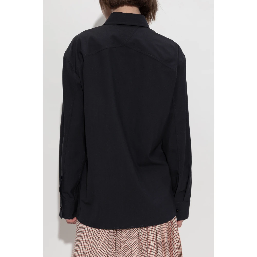 Bottega Veneta Wollen shirt met zak Black Dames