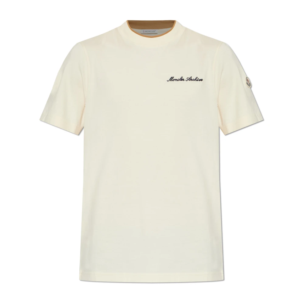 Moncler Beige T-Shirts, Male, M, Logo T-Shirt