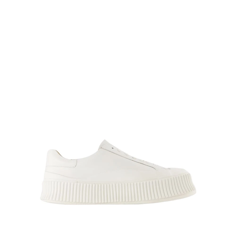 Jil Sander , Sneakers, Female, White, 7 Uk, White Leather Trainers - Round Toe