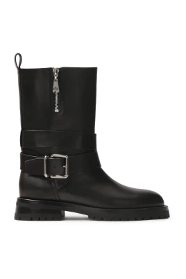 Läderstövlar med slip-on-överdel