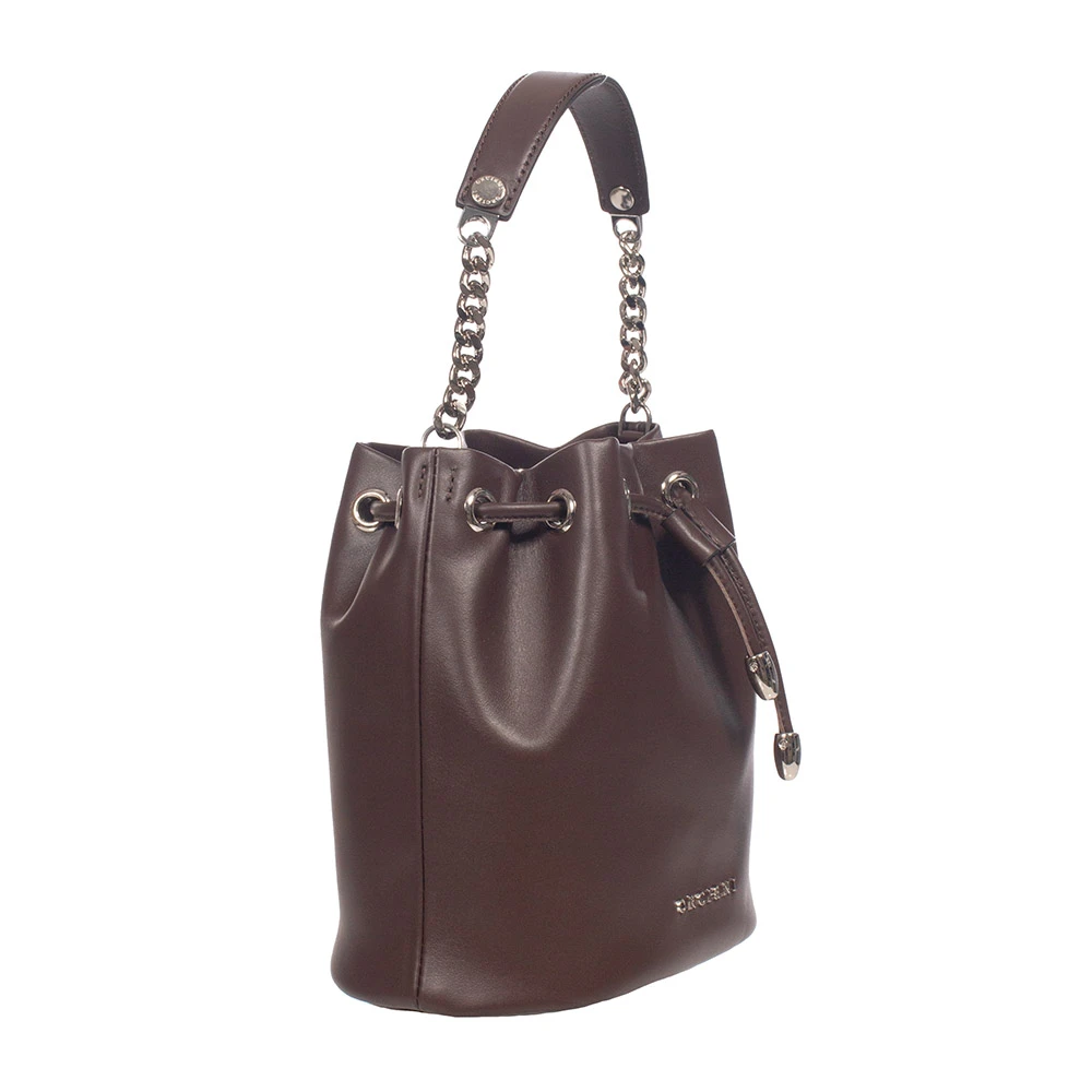 Orciani Leren emmer tas met gouden details Brown Dames