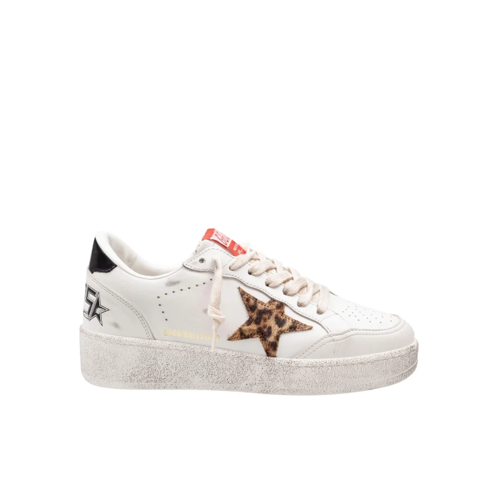 Golden Goose Men's White Leather Sneakers With Leo Ponyskin Star