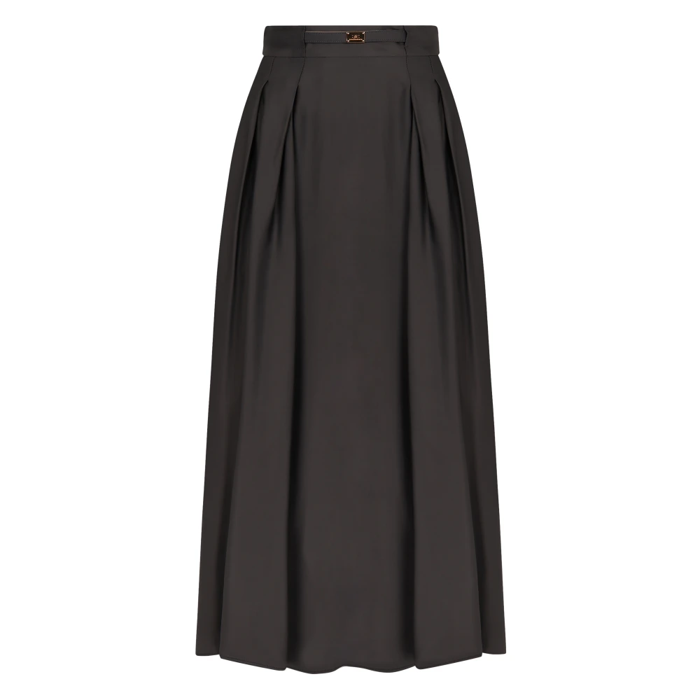 Elisabetta Franchi Satijnen rok met bijpassende tailleband Gray Dames