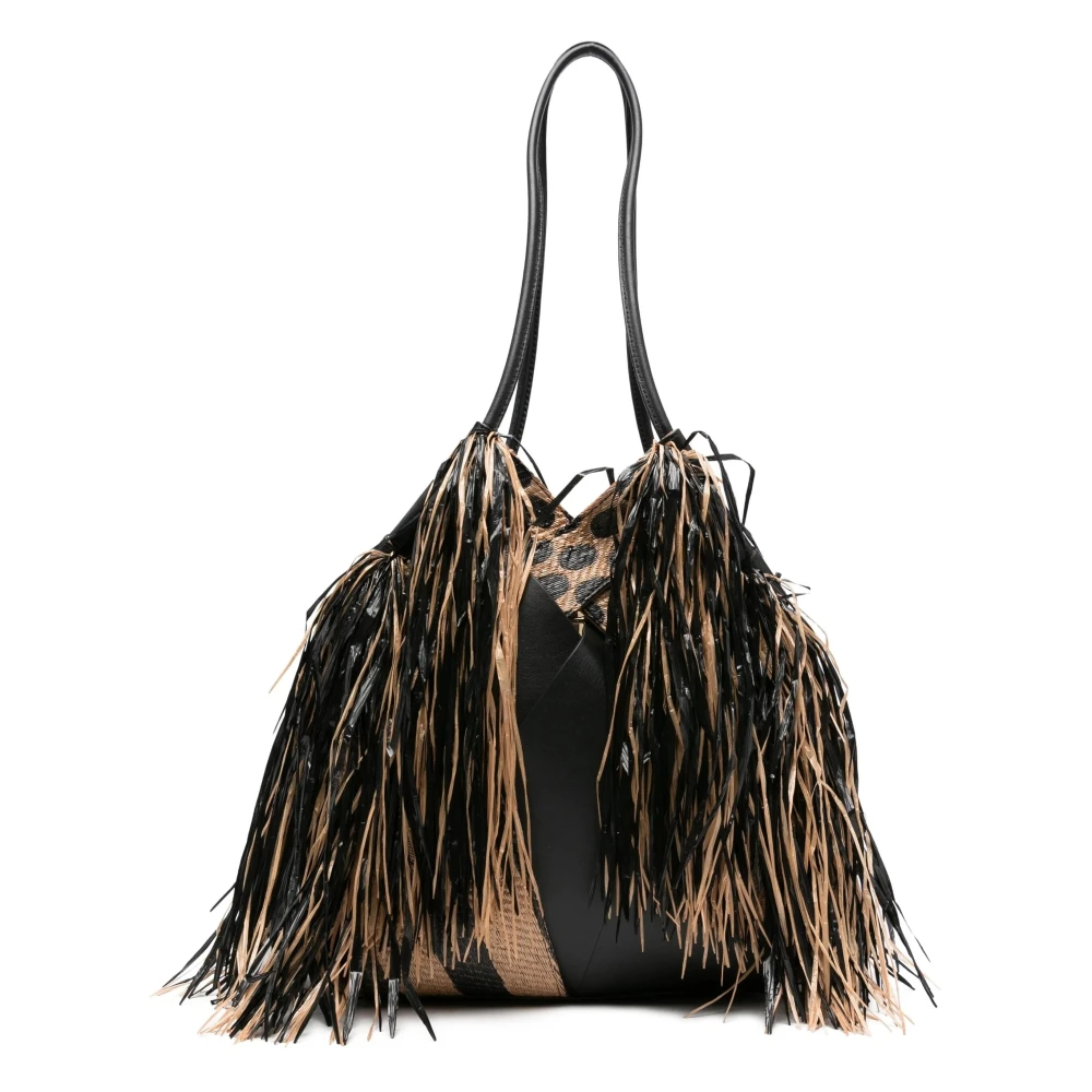 Ulla Johnson Women's Black Shoulder Bags, One Size, Charlotte Fringe Shoulder Bag