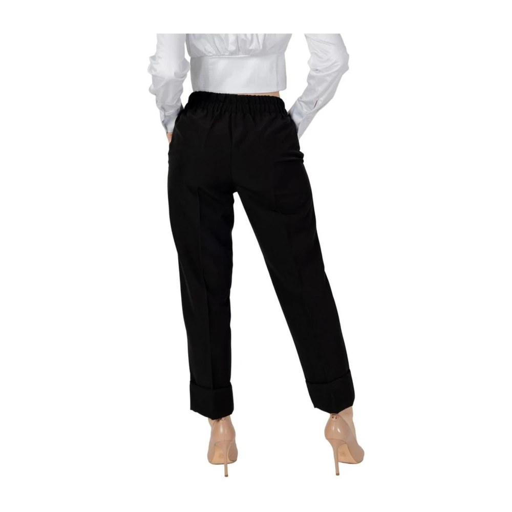 Sandro Ferrone Zwarte polyester sigarettenbroek Black Dames
