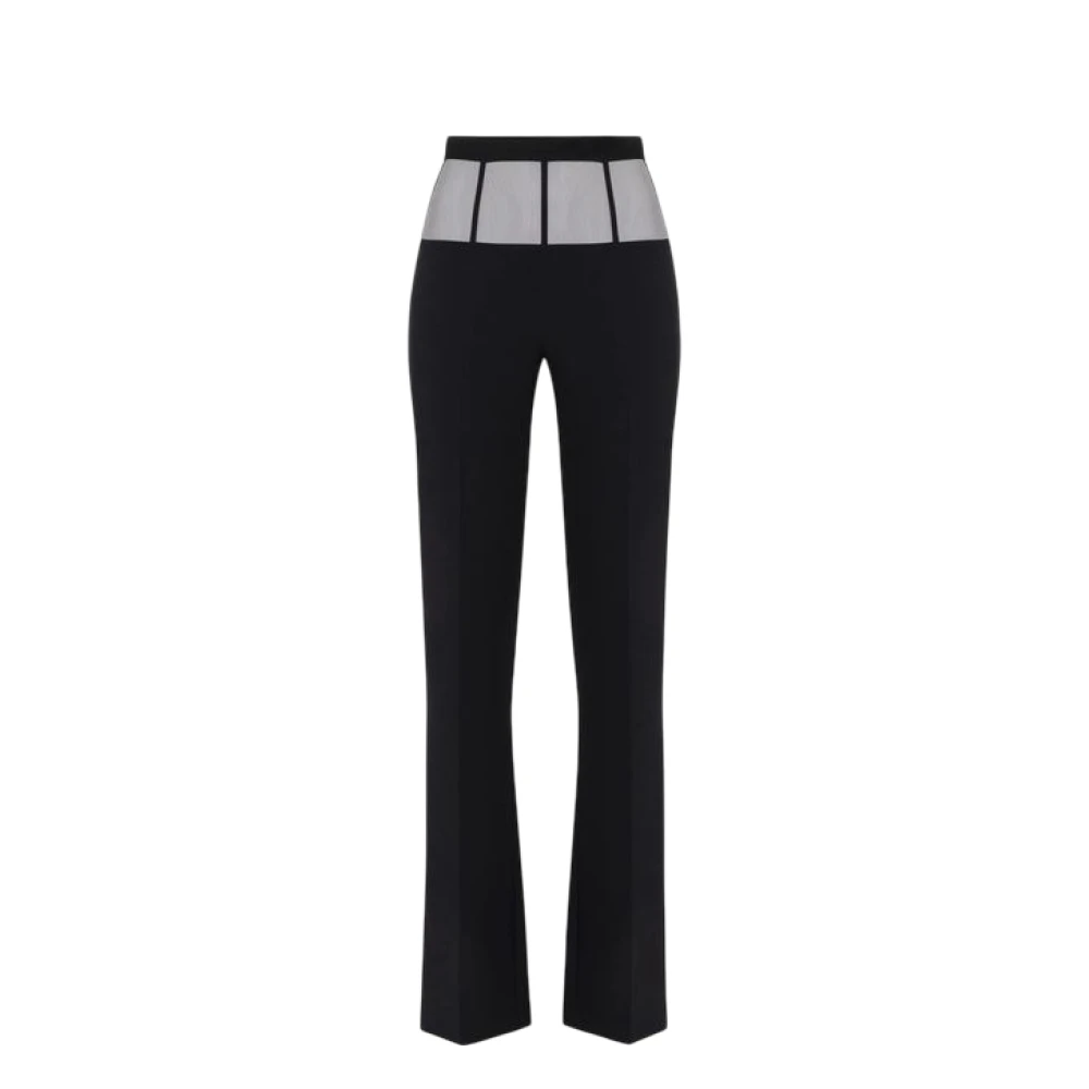 Elisabetta Franchi Zwarte Flared Broek Basque Tule Black Dames