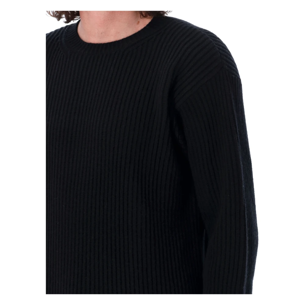 Jil Sander Zwarte Geribbelde Gebreide Trui Black Heren