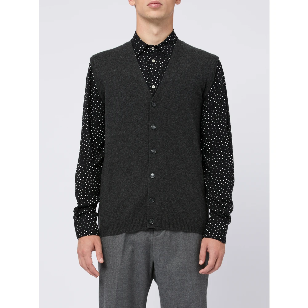 Daniele Fiesoli Grijze V-hals Merino Cashmere Trui Gray Heren
