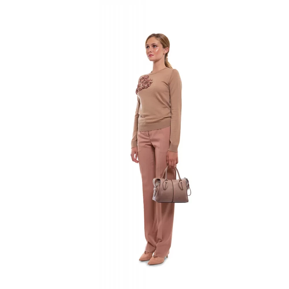 N21 Lichtroze Rechte Wollen Broek met Plooien Pink Dames