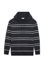 Czarny Prążkowany Bawełniany Sweter