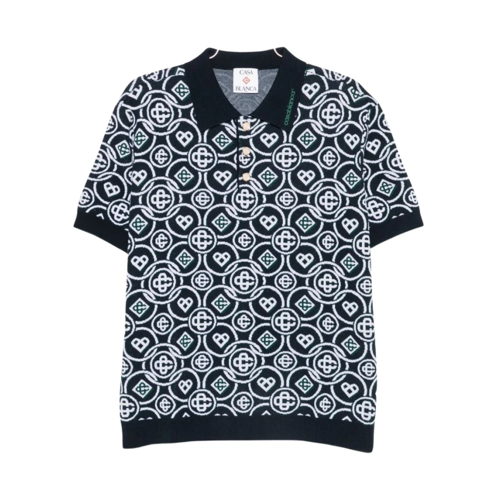 Casablanca , Polo Shirts, Male, Multicolor, L, Cc Monogram Pattern Polo Shirt - Image 2