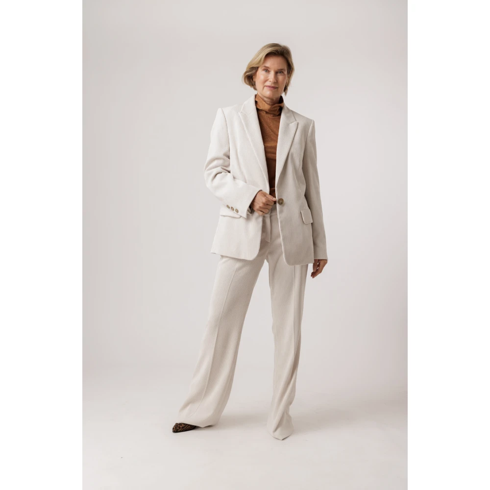 LUISA CERANO Corduroy Blazer met Revers Kraag Beige Dames