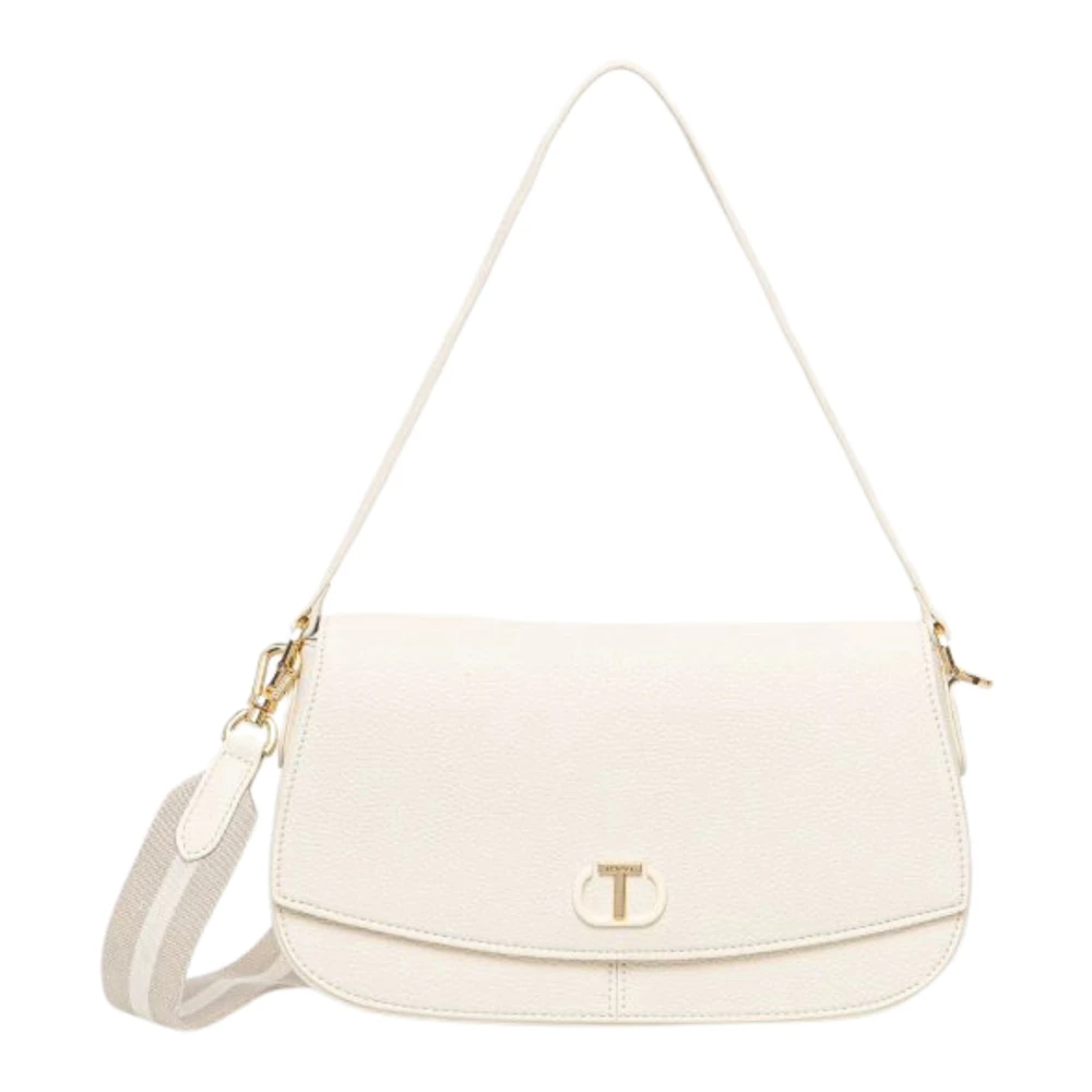 Twinset Nep Leren Middelgrote Schoudertas Beige Dames