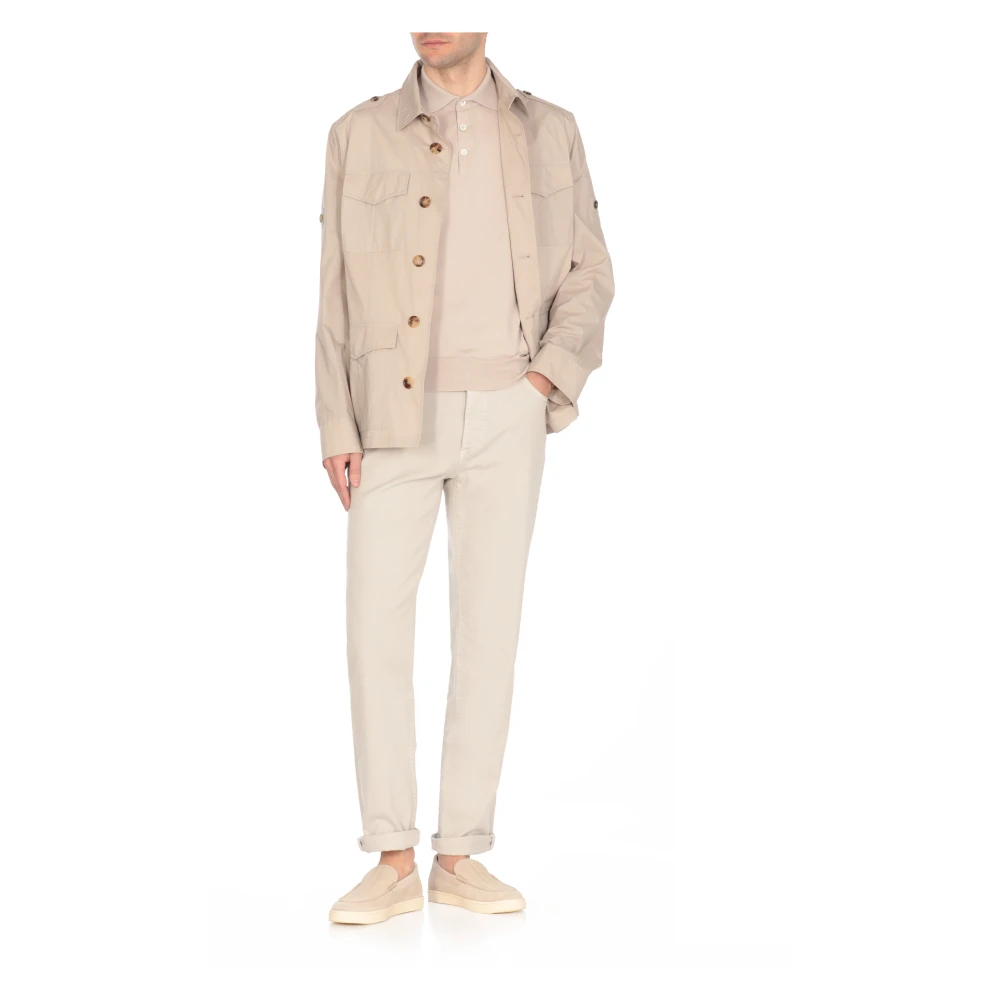 BRUNELLO CUCINELLI Beige Katoenen Broek met Geborduurd Logo Beige Heren
