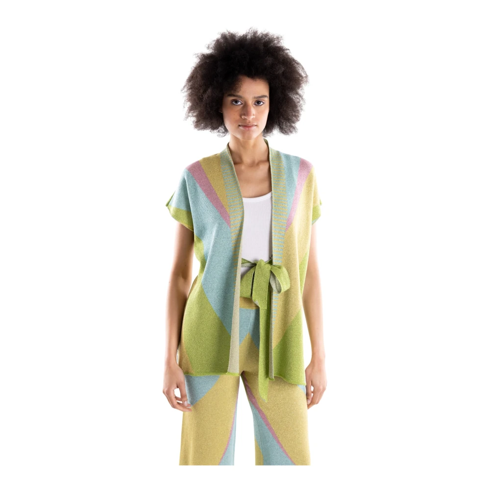 Akep Femme Multicolor - Cardigan Jacquard Sans Manches - Pulls - E - Taille: 38 Fr